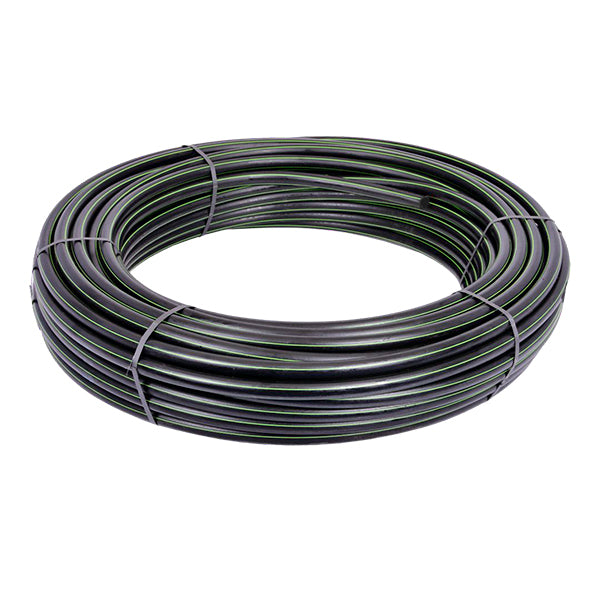 HDPE Water Pipe - 32mm Black (Green Stripe)